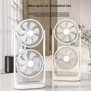 Double Head Tower Fan High Wind Air Circulation Desktop Fan Portable Double-Layer Cooling Fan