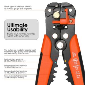 Multi-functiona Cable Wire Stripper with Cutter & Crimper Automatic Wire Stripping Pliers Crimping Tool 10-24AWG