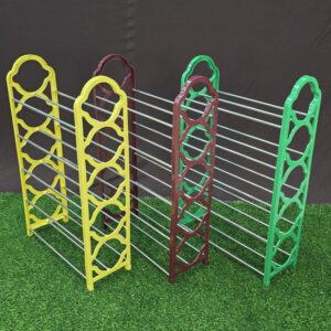 SS 5 Layer Shoe Rack Plastic and Aluminum Metal
