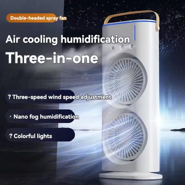 Rechargeable Double Ended Spray Fan with Remote Control, Portable Air Cooler with LED Light Air Humidifier - Image 3