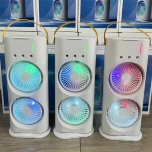 Rechargeable Double Ended Spray Fan with Remote Control, Portable Air Cooler with LED Light Air Humidifier