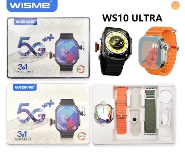 WS10 Ultra 5G Android Smartwatch  360° Rotating Camera  8GB RAM + 128GB Storage  Triple Strap Set & Accessories - Image 4