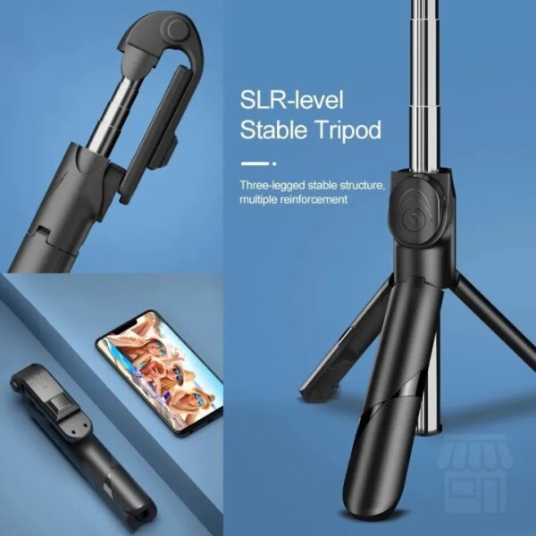 XT-02 Bluetooth Selfie Stick & Tripod Stand – Foldable, 360° Rotation, Built-in Remote Control - Image 2
